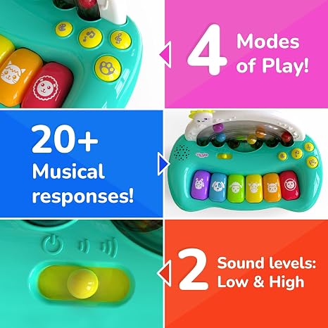 Colorful crib musical toy with 20+ sounds, 4 play modes, for infants and toddlers