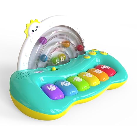 Colorful crib musical toy with rainbow design and animal sounds for infants