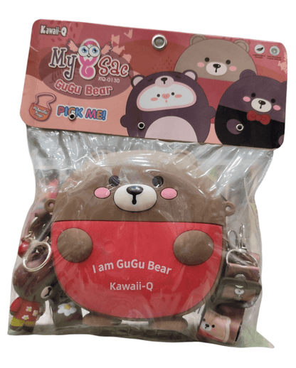 Cute bear kids bag by T-Rex the toyland Sitamarhi with GuGu Bear design and red front pocket