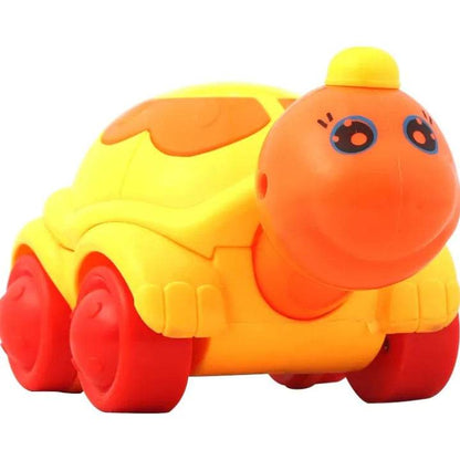 Cute turtle toy for toddlers in bright yellow and orange with red wheels by T-Rex the toyland Sitamarhi