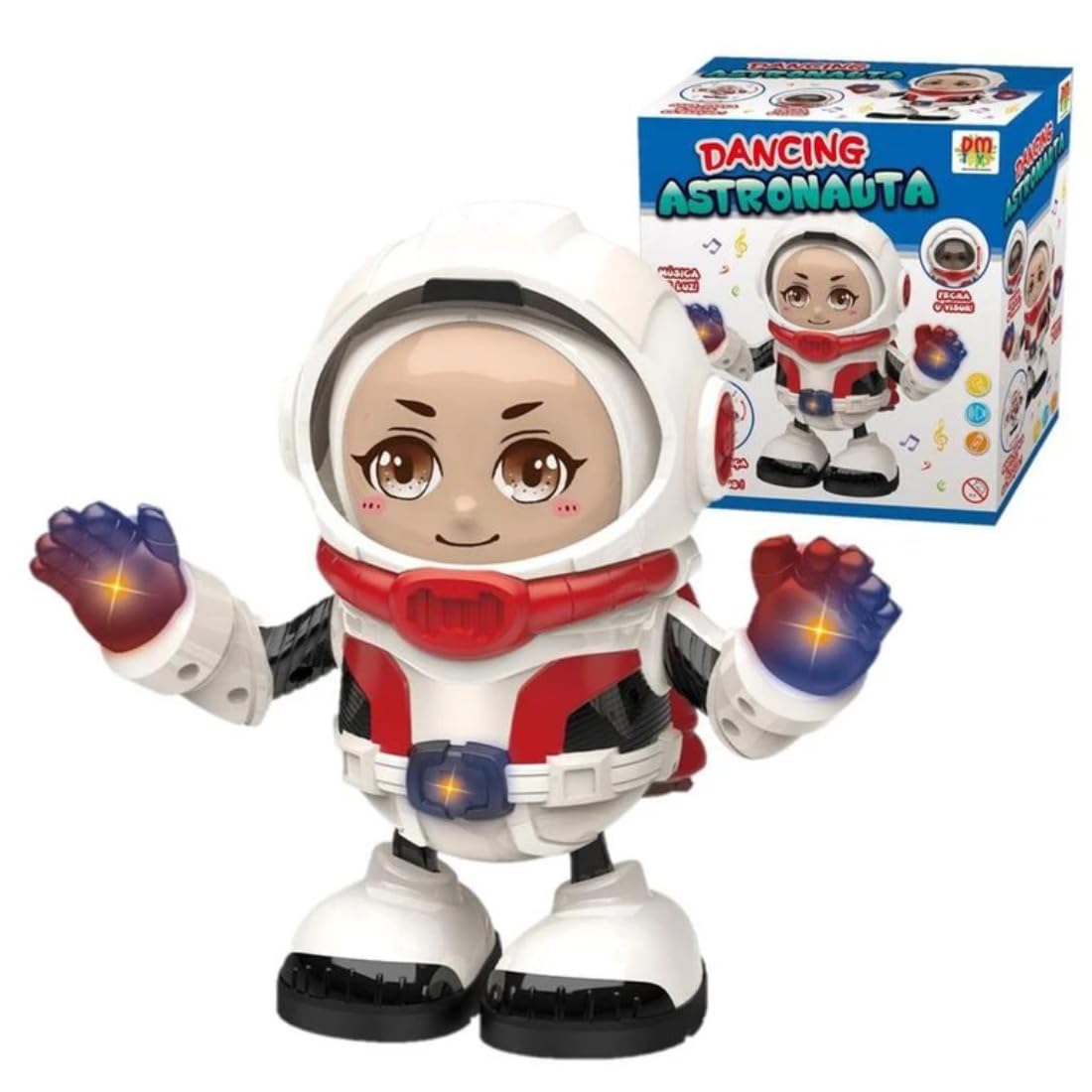 Colorful dancing robot toy in astronaut suit for kids aged 3-6 years
