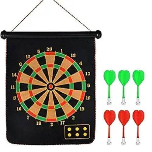 Dartboard magnetic with colorful target design and six magnetic darts for kids aged 5 and up