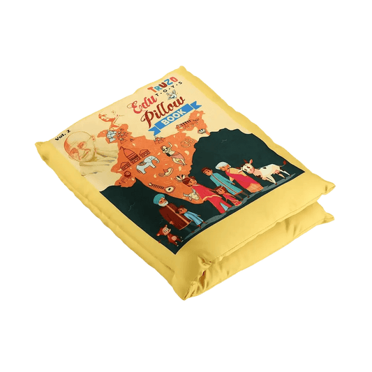 Decorative pillow yellow featuring a colorful design suitable for all ages