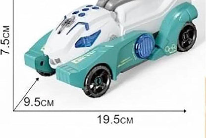 T-REX musical deform electric rabbit transformer car toy measuring 19.5 cm by 9.5 cm with detailed design
