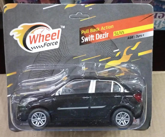 Black pull back action car toy Swift Dezir for ages 3 years and up