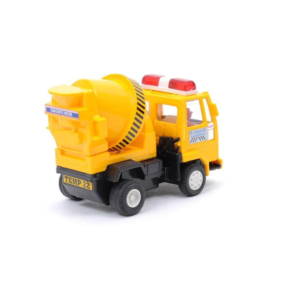 Yellow pull back concrete mixer toy with rotating drum and realistic design by T-Rex the toyland Sitamarhi