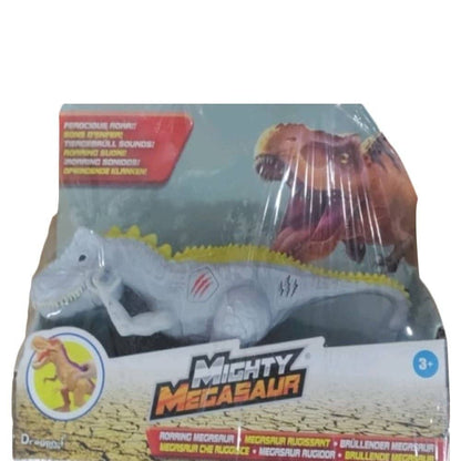 White roaring dinosaur toy for ages 3 and up, perfect for playtime and imaginative adventures