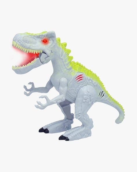 Light-up green dinosaur toy with roaring action for kids aged 4-8 years