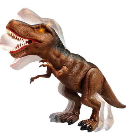 Brown dinosaur toy with motion features, suitable for kids aged 3 and up