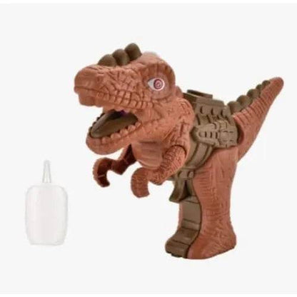 T-Rex The Toyland dinosaur machine gun toy for kids in brown with plastic bottle accessory
