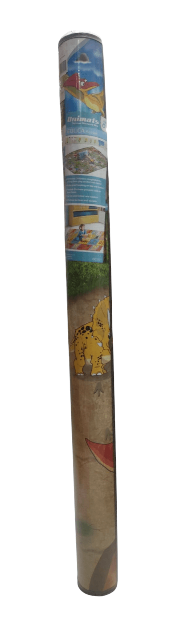 Unimats rolled dinosaur play mat for kids featuring colorful dino land design and educational elements