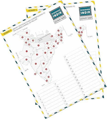 India on map activity sheets for kids with labeled states and interactive tasks