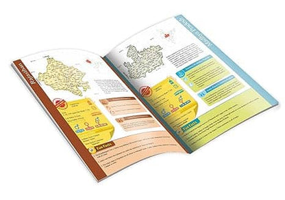 Colorful folded map of India highlighting states for educational use