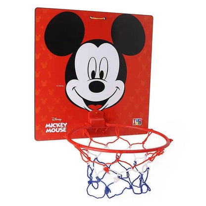 Mickey Mouse basketball hoop with red backboard and net for kids aged 3+