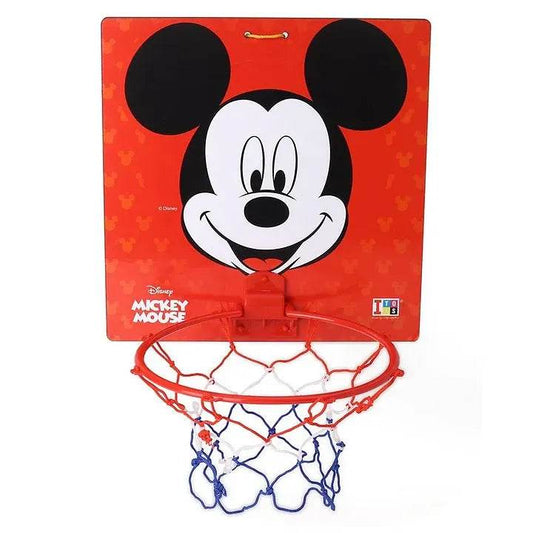 Mickey Mouse basketball hoop with colorful net, suitable for kids aged 3-7 years old