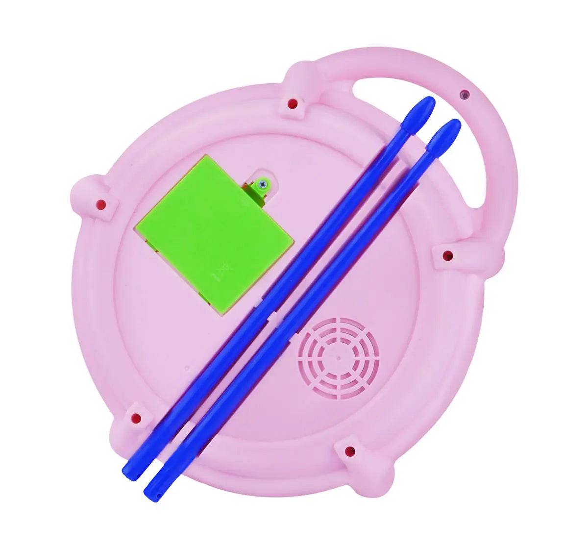 Pink Disney princesses flash drum with blue drumsticks for ages 3 and up