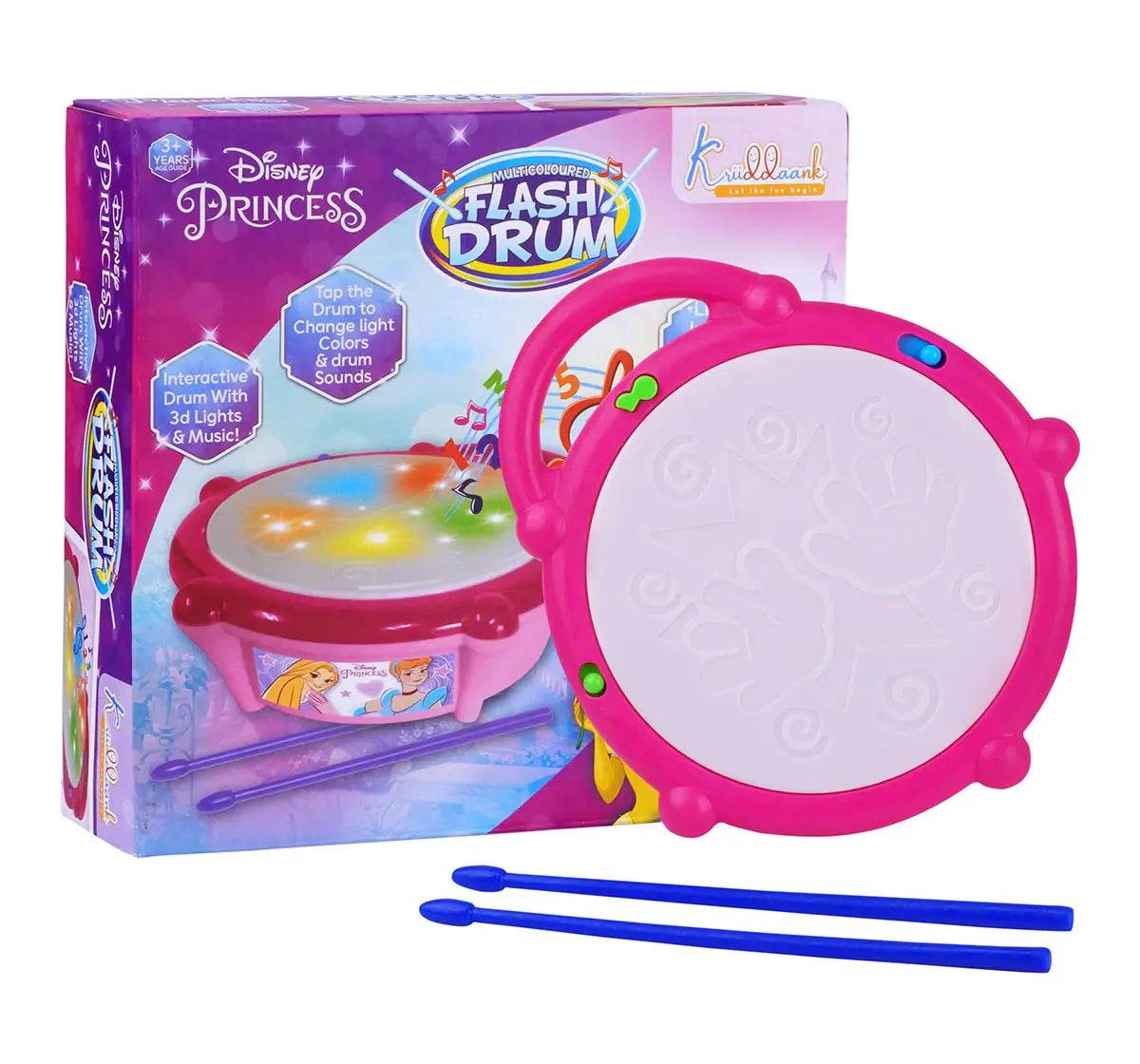 Disney princesses flash drum in pink with interactive lights and sounds for kids