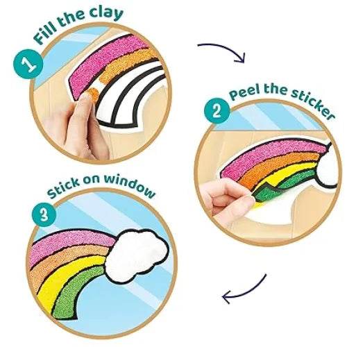 DIY patio set craft kit for kids with colorful rainbow clay stickers for creative fun