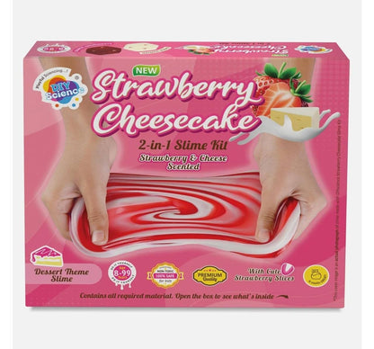 DIY Strawberry Cheesecake 2-in-1 Slime Kit for ages 8-9 with strawberry and cheese scent