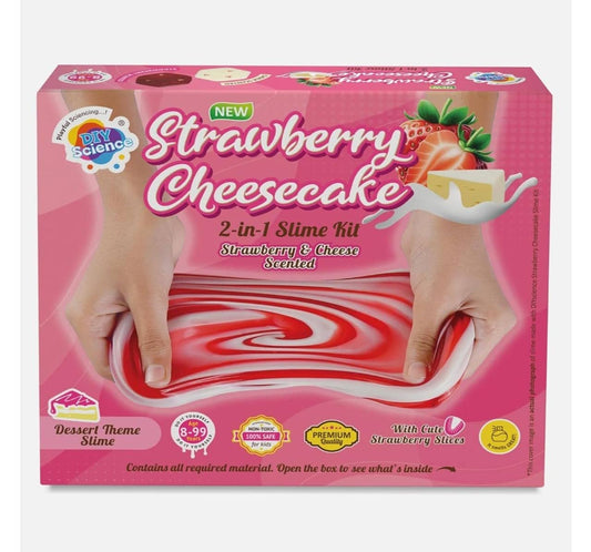 DIY Strawberry Cheesecake 2-in-1 Slime Kit for ages 8-9 with strawberry and cheese scent