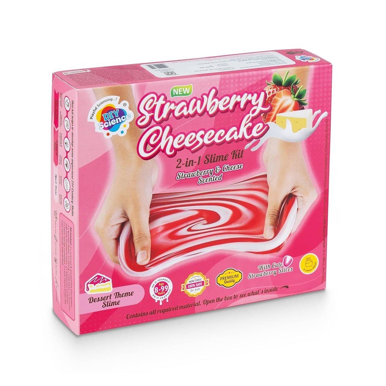 Pink Strawberry Cheesecake Cake Slime Kit for Kids with Fun Dessert-Themed Activities