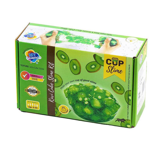 Fundoo labs DIY science slime set with green jelly cube slime and kiwi cube slime kit