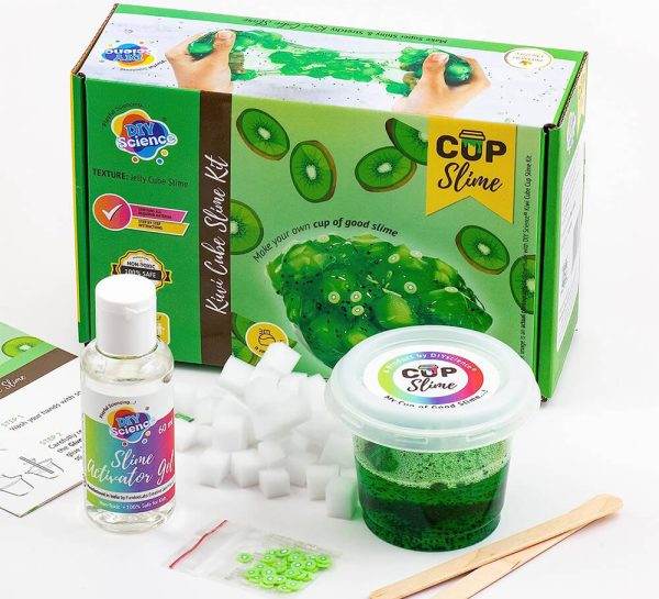 Fundoo labs DIY science slime set Kiwi Cube Slime Kit with activator gel and green slime ingredients