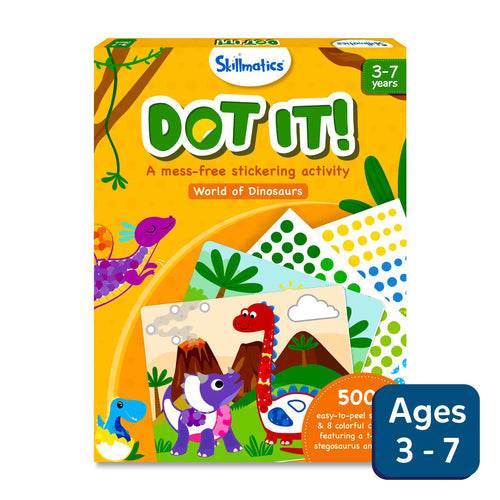 Skillmatics Dot It world of dinosaur dinosaur craft kit for preschoolers with stickers for ages 3 to 7