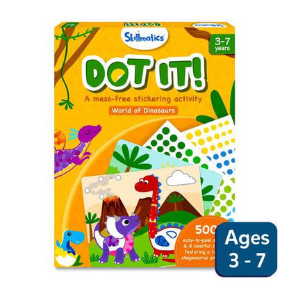 Skillmatics Dot It world of dinosaur dinosaur craft kit for preschoolers with stickers for ages 3 to 7