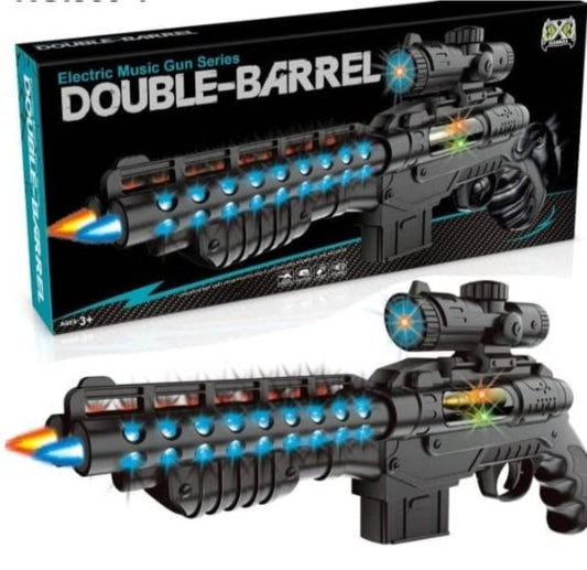 Double Barrel Electric Musical Gun Toy with LED Light & Thrilling Sound for Kids - T-Rex the toyland Sitamarhi