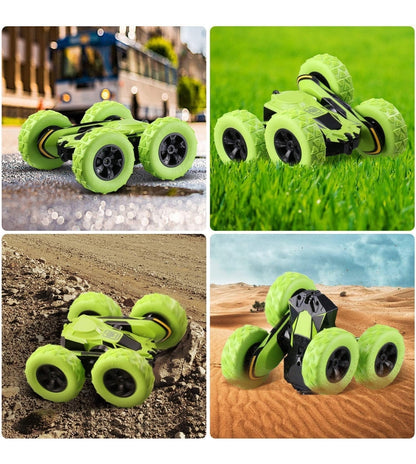 Double sided 360 rotating stunt vehicle in green for off-road and outdoor play by T-Rex the toyland Sitamarhi