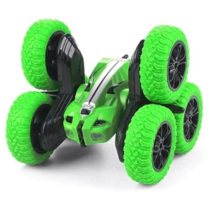 Green double sided 360 rotating stunt vehicle toy with large textured wheels by T-Rex the toyland Sitamarhi