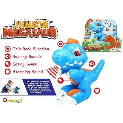 Blue interactive cat toy with talk back function and roaring sound for playful pets
