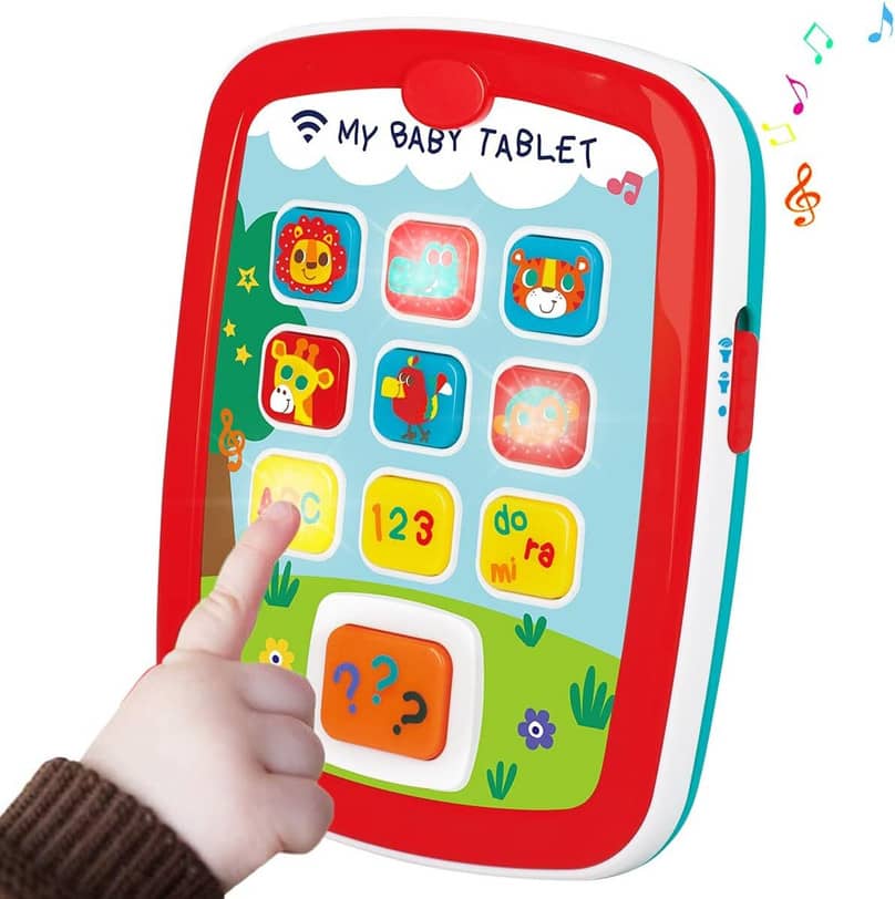 Colorful interactive educational children's toy tablet for toddlers with music and light features