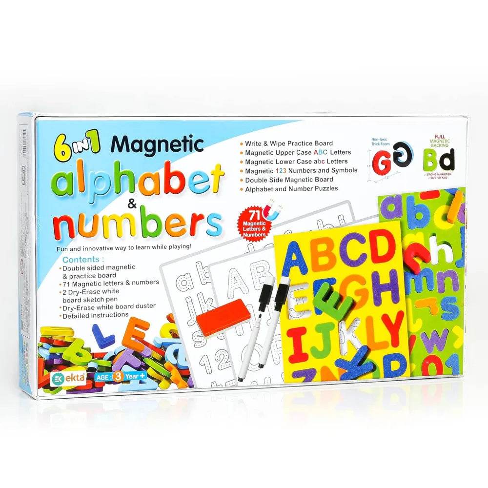 Ekta 6 in 1 Magnetic Alphabet & Numbers Game, Learning & Educational Magnetic Board Game - T-Rex the toyland Sitamarhi