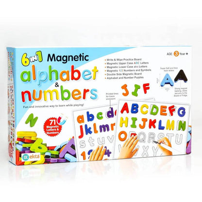 Ekta 6 in 1 Magnetic Alphabet & Numbers Game, Learning & Educational Magnetic Board Game - T-Rex the toyland Sitamarhi