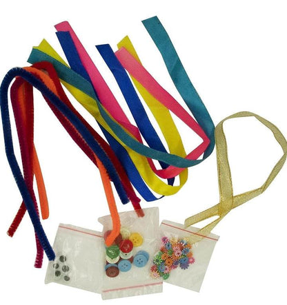 Ekta Candy Craft kit for kids with colorful pipe cleaners, buttons, beads, and ribbons for creative crafting