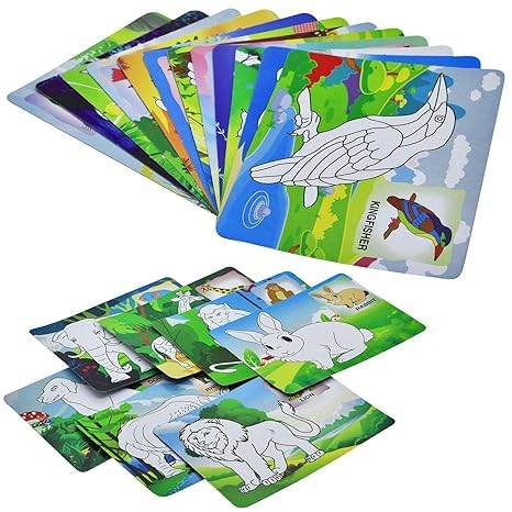 Ekta 2in1 colour & wipe animal cards for kids featuring game animal crossing wild world