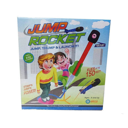EKTA Jump Rocket Stomp Launcher and 3 Foam Tipped Rockets with Whistling Sound Outdoor Toy for Kids (Flies Upto 150ft, Non- Toxic, No Battery, Age 5+ Years), Multicolour - T-Rex the toyland Sitamarhi