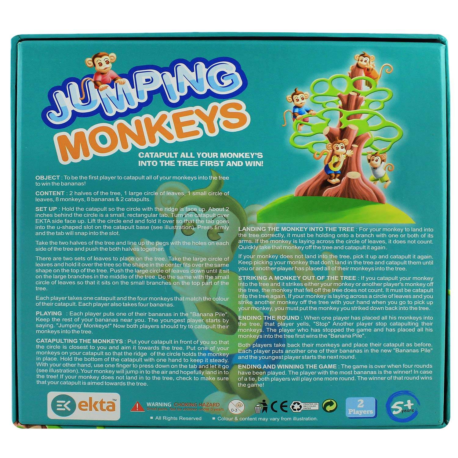 Ekta jumping monkeys board game with colorful box featuring playful monkeys and tree design for kids