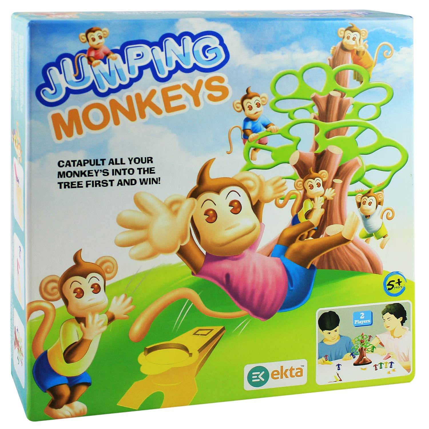 Ekta Jumping monkeys board game with colorful monkeys and a tree for catapulting pieces