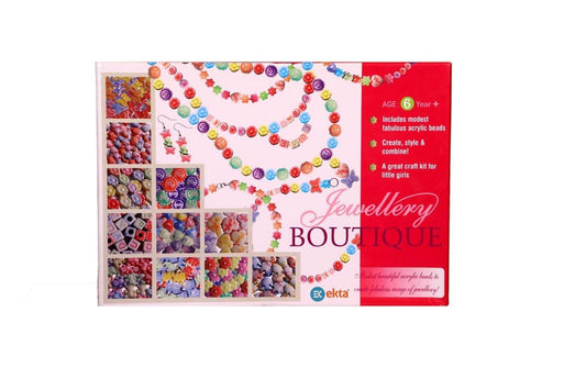Kids jewelry making kit with colorful acrylic beads for creative craft projects