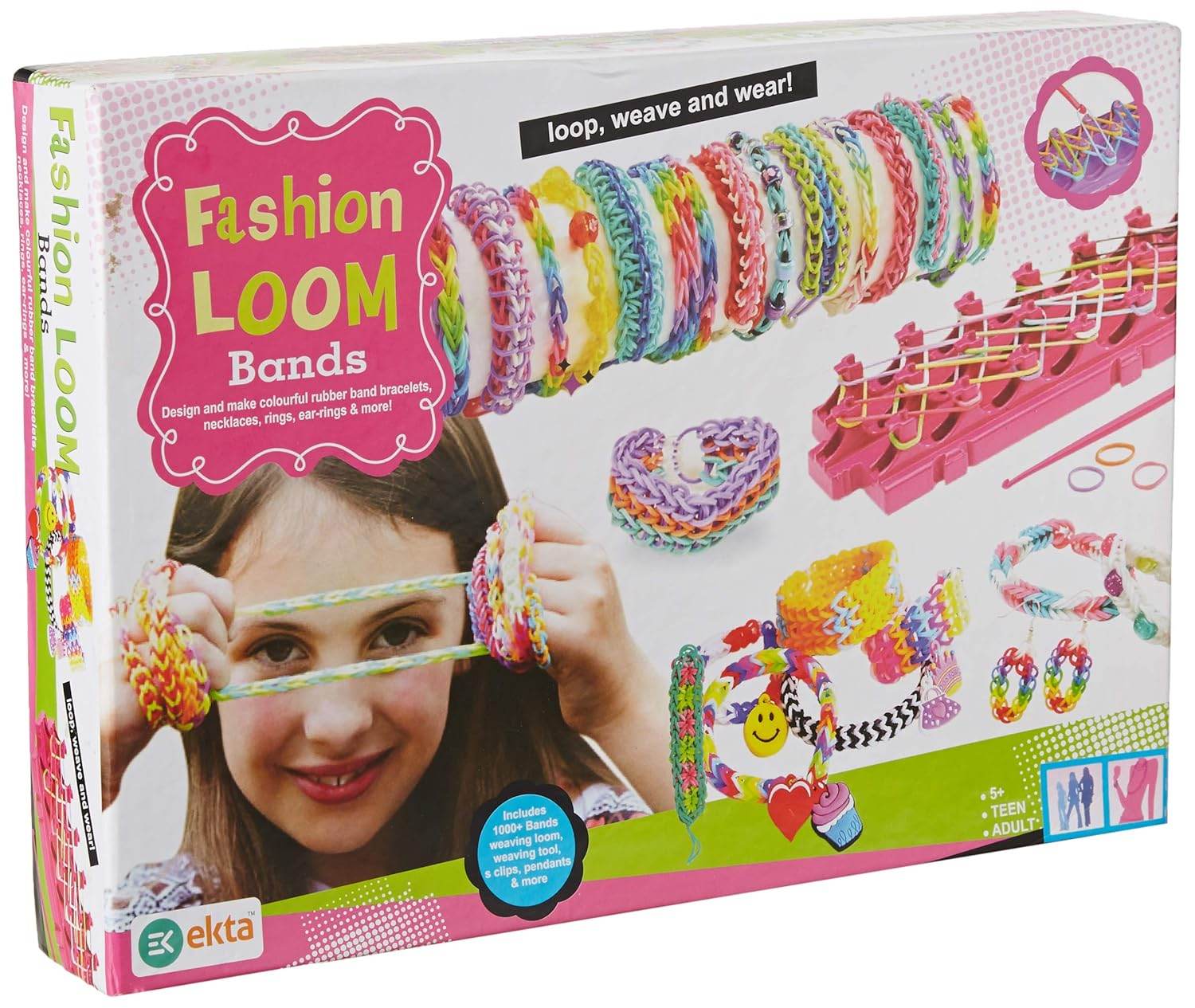 Ekta Fashion loom bands jewellery maker kit with colorful bands and tools for creating bracelets and accessories