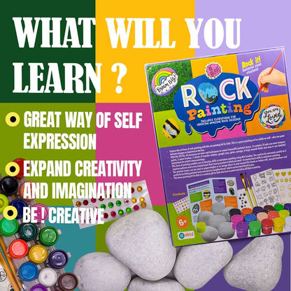 Rock painting kit for kids with colorful paints and smooth painting rocks from T-Rex the toyland Sitamarhi