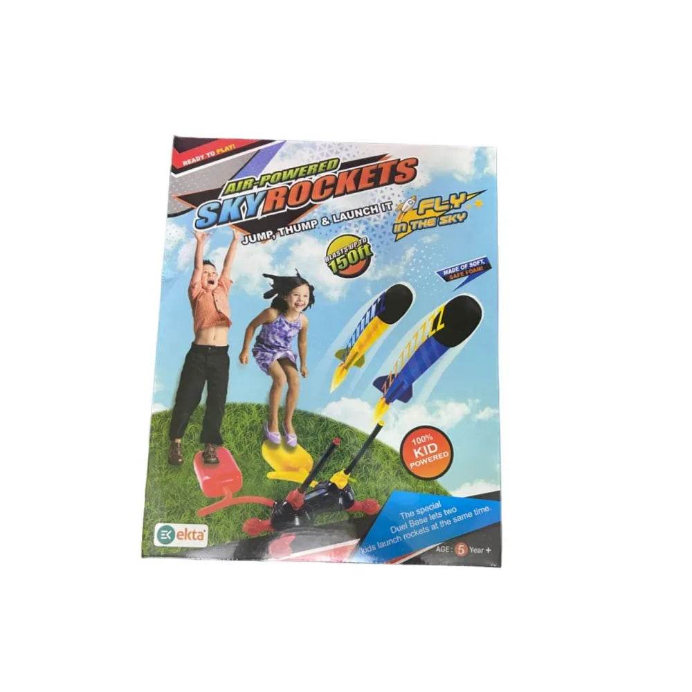 Air Powered Sky Rockets launching toy set for kids age 6 and up, encourages outdoor play and activity