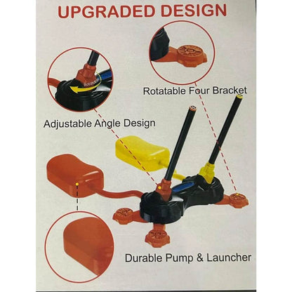 Upgraded water launcher set for RPG tabletop game with adjustable angles and rotating brackets