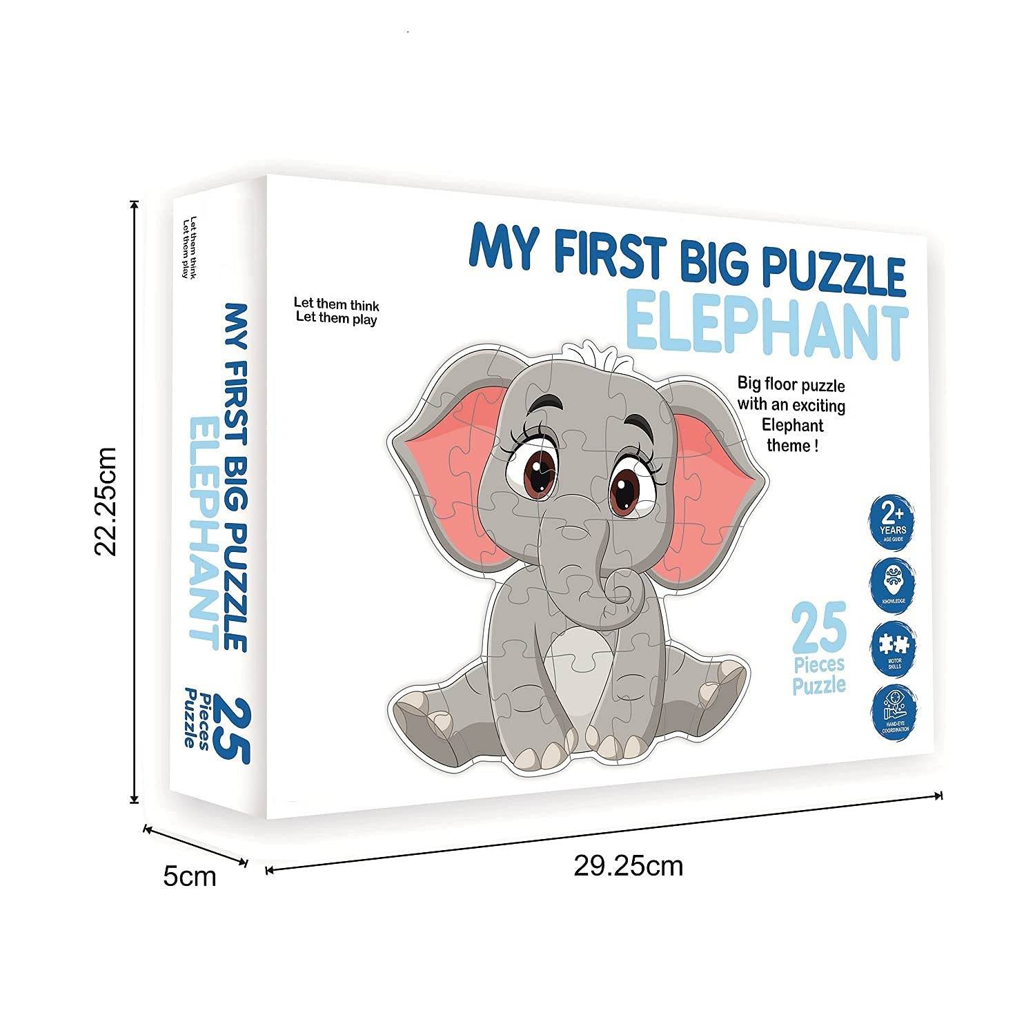 Educational animal puzzle for preschoolers featuring a 25-piece elephant floor puzzle for ages 2 and up