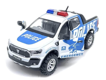 Blue police pickup truck toy with detailed emergency markings and light bar from T-Rex the toyland Sitamarhi