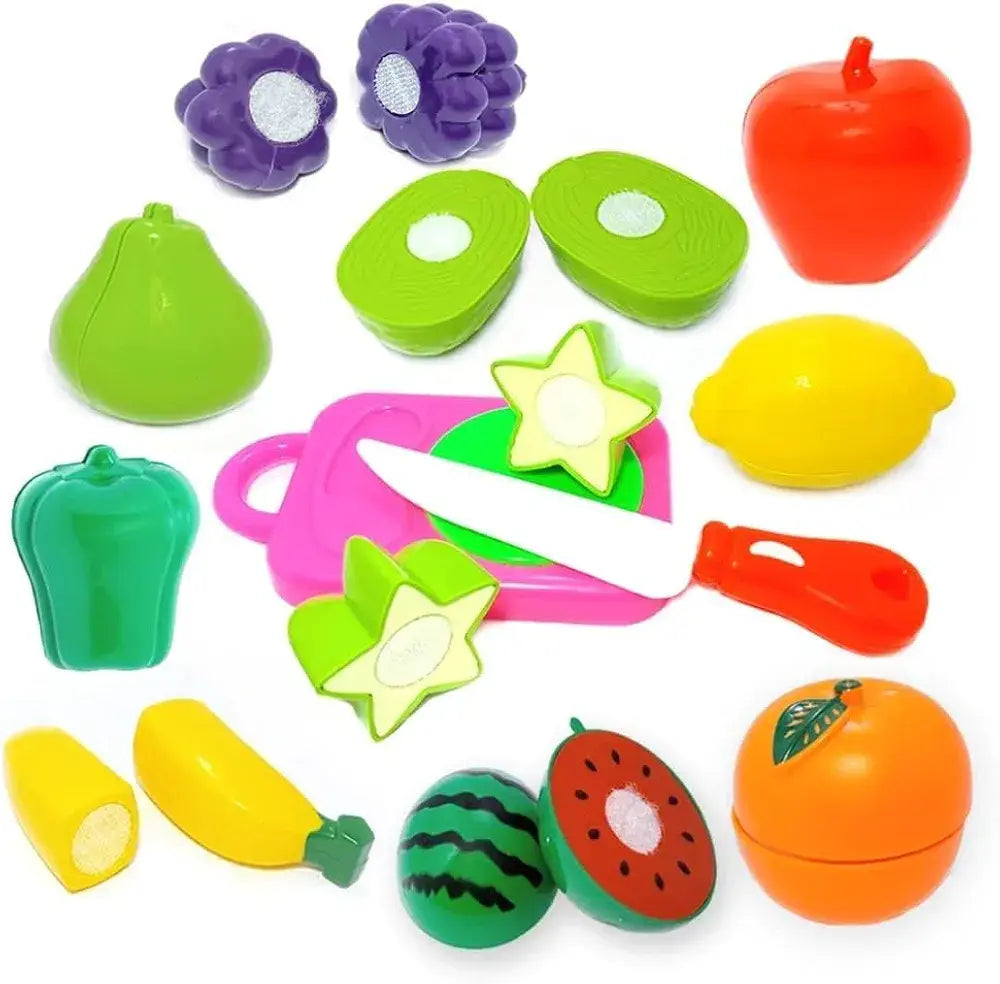 Colorful fruit and vegetable play set with cutting accessories for imaginative play and fidget toys for sensory