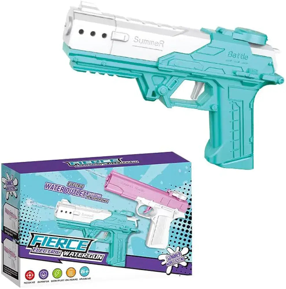 Blue and white water gun gun with a fierce design suitable for kids aged 6 and up